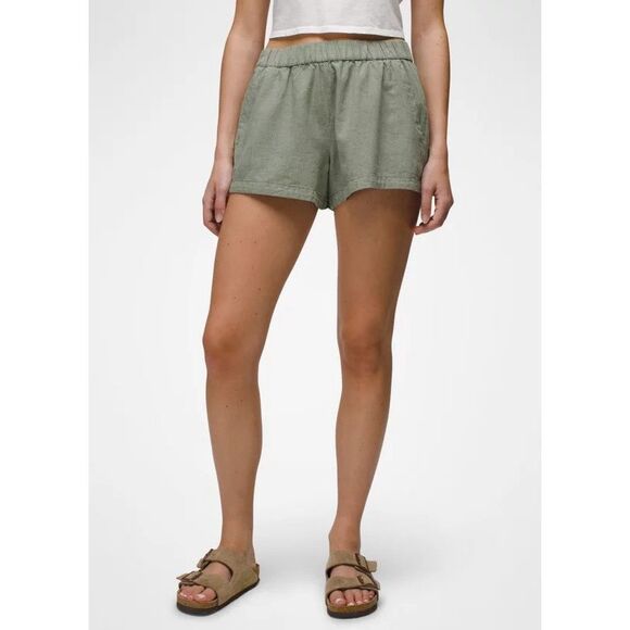 PRANA Women’s Pastel Olive Green June Day Shorts Size Large - Picture 1 of 6